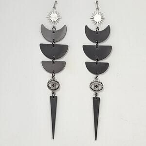Phased Out Moon Spike Boho Goth Dangle Earrings